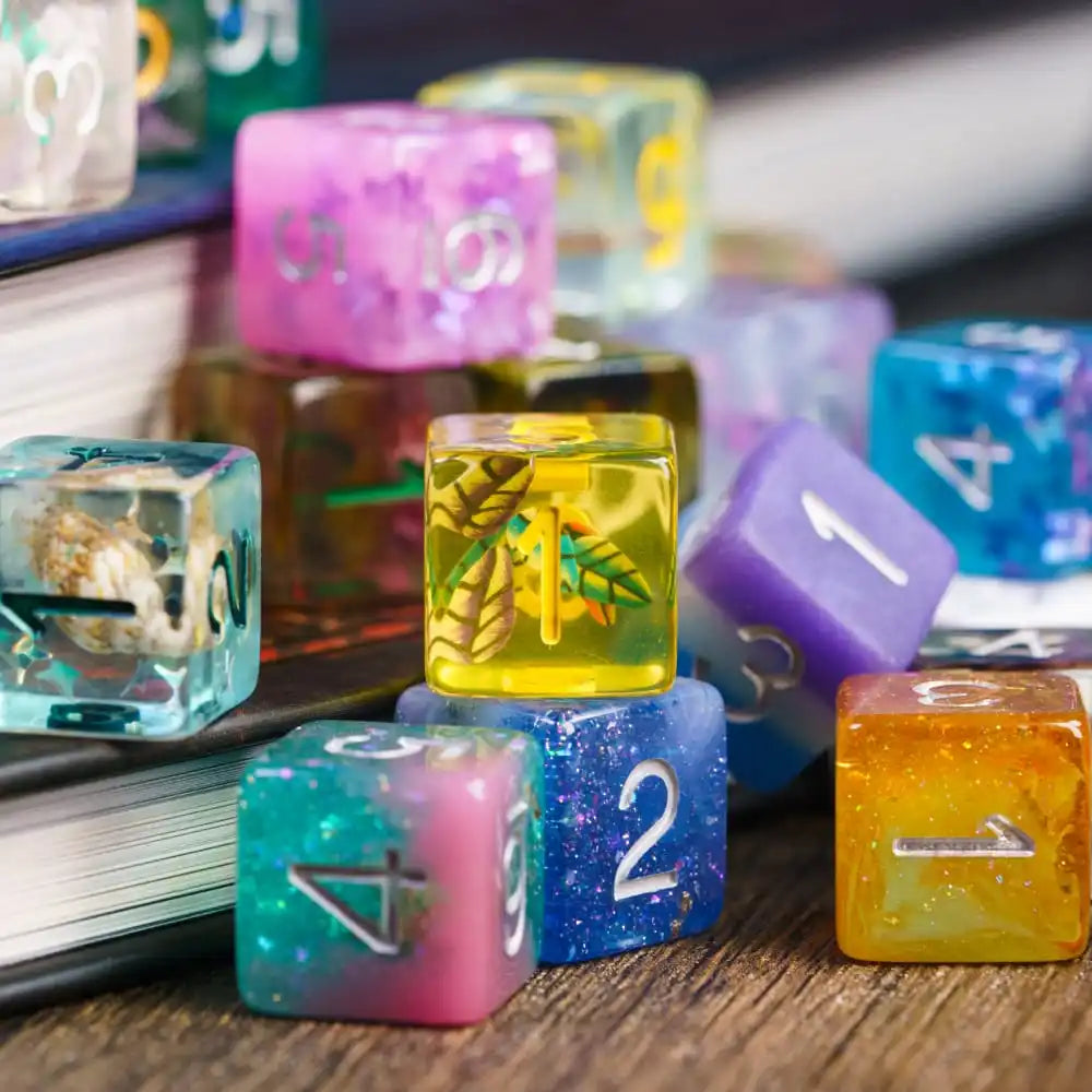Mystery Resin Dice Set – 7 Polyhedral Dice for D&D & RPG Games