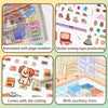 Sticker set featuring annotated supermarket scenes, die-cutting elements, and auxiliary lines for crafting