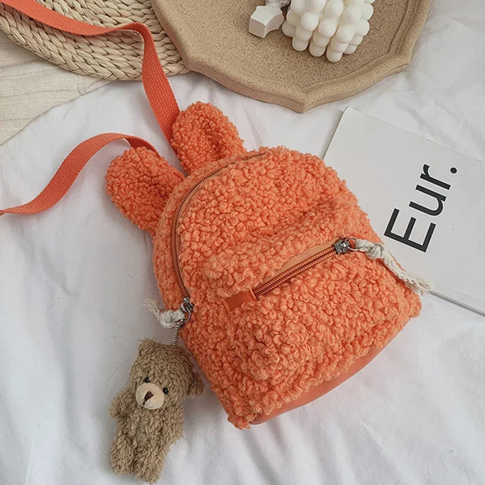 Cute Bunny Ear Plush Backpack for Toddlers – Soft Fleece Daypack