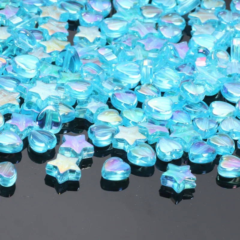 Acrylic Star & Heart Beads for Jewelry Making – 200-Piece Set
