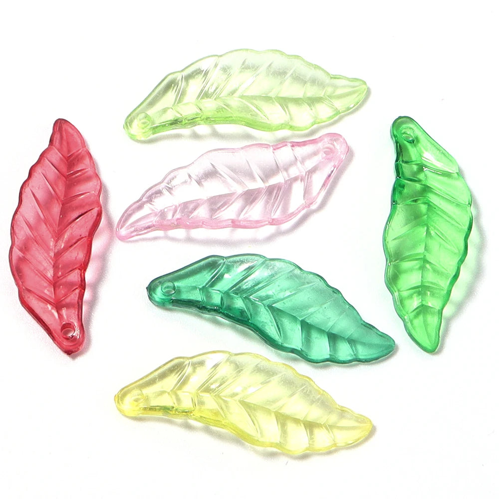 Colorful Acrylic Leaf Charms for Jewelry Making and DIY Crafts (100-Pack)