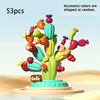 A colorful set of 53 cactus-themed building blocks and accessories are displayed on a light background.