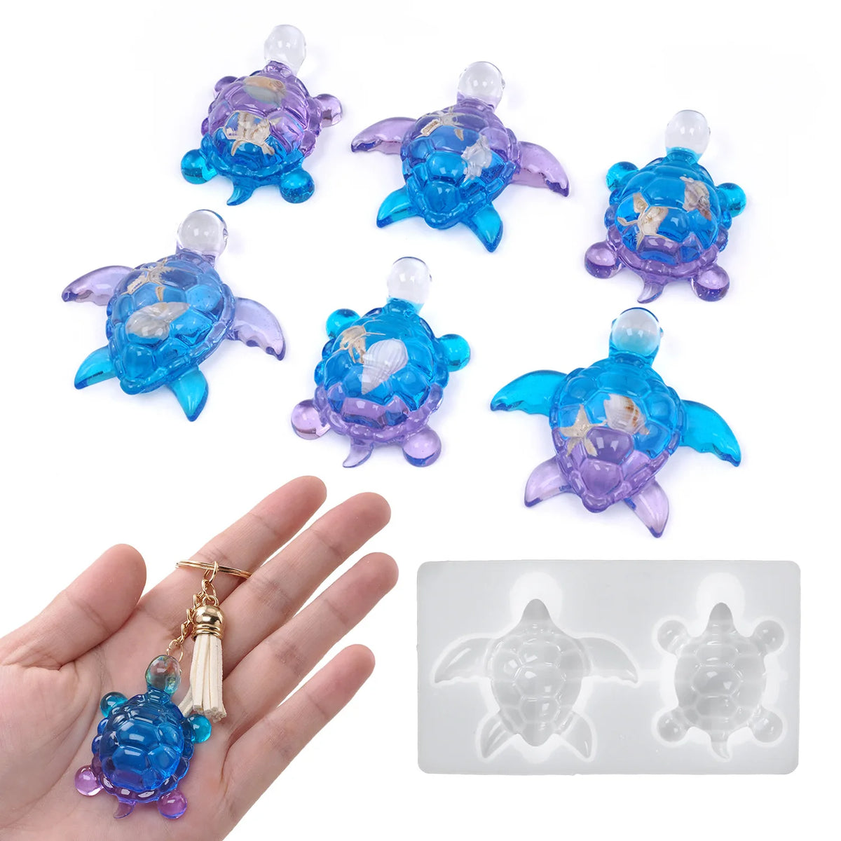 Cute Sea Turtle Silicone Mold for Epoxy Resin Crafts & Keychains