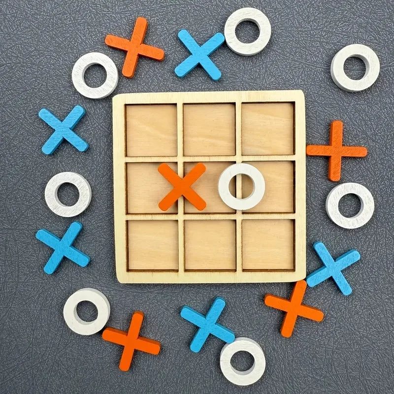Classic Wooden Tic Tac Toe Game for Family Fun