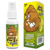 Bouteille de spray Wet Farts avec une étiquette brune en forme organique et une boîte jaune et verte.