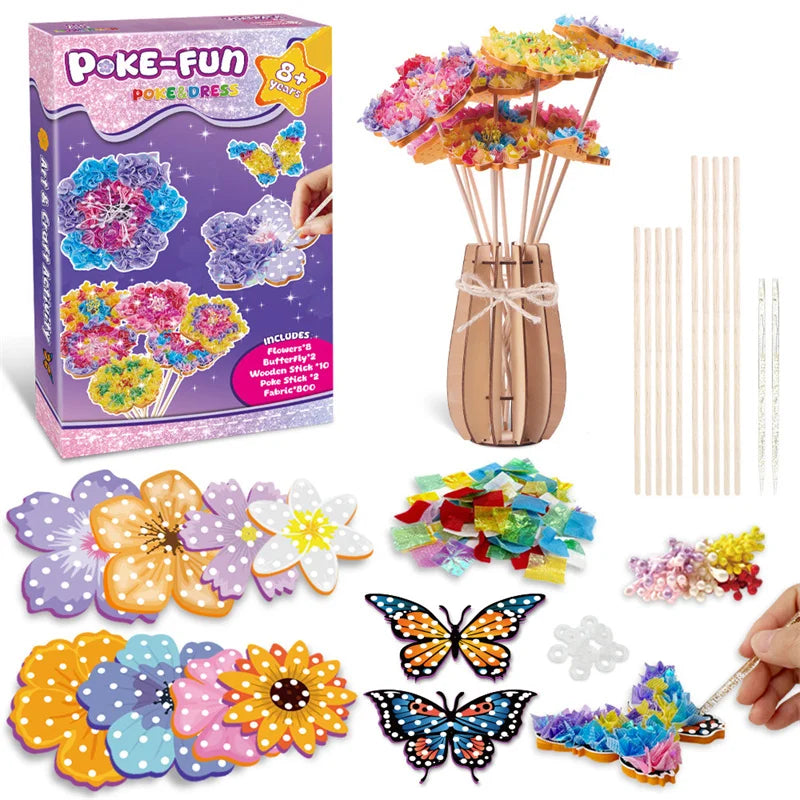 Rainbow Poke Art Kit for Kids – DIY Fabric Puncture Painting Craft Set