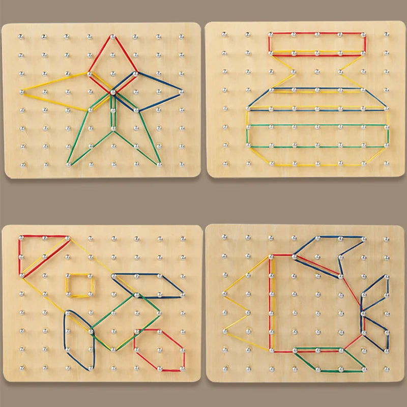 Wooden Geoboard Shape Learning Toy for Kids