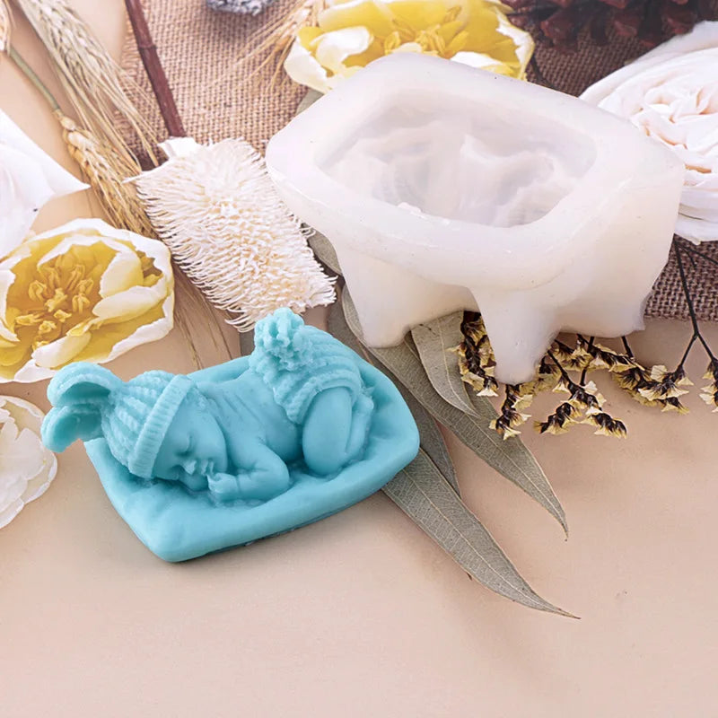 3D Sleeping Baby Silicone Mold for Candle, Resin & Soap Making