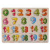 A wooden puzzle set featuring numbers zero through twenty, designed for toddlers to practice matching and learning.