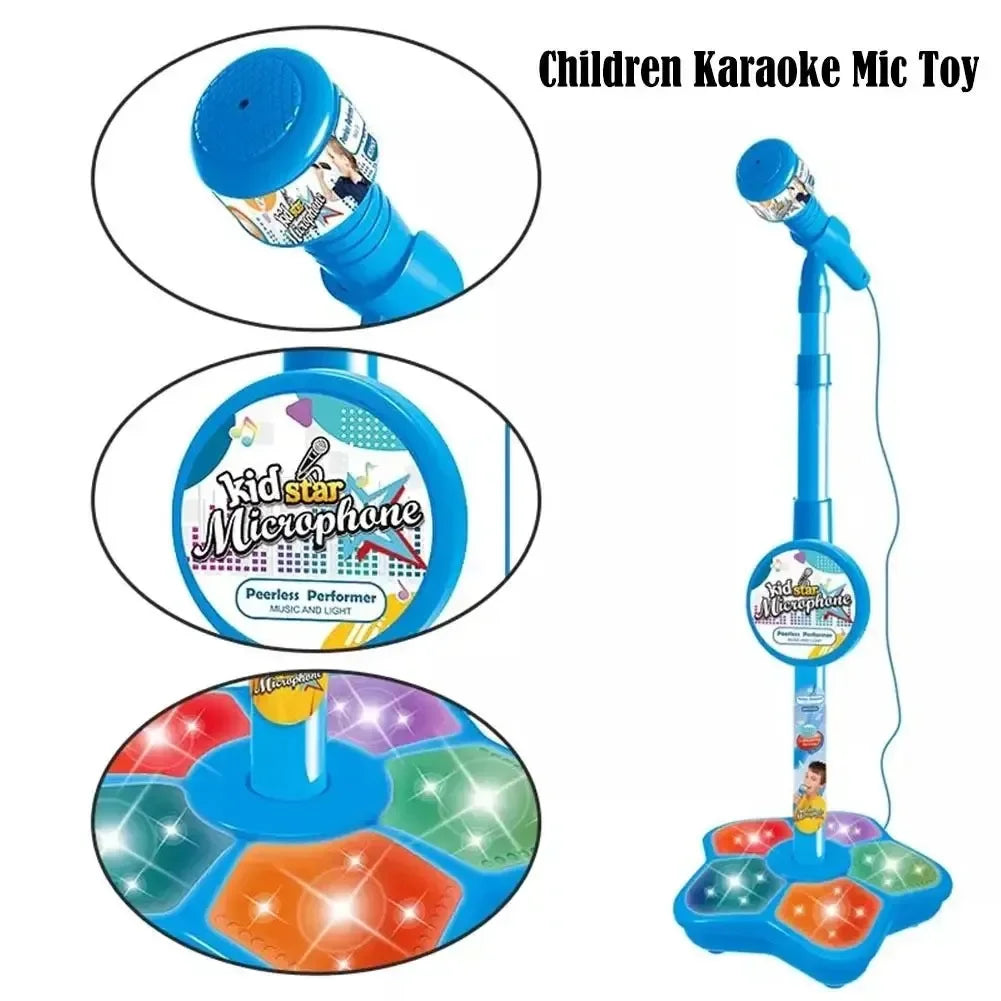 Kids Karaoke Microphone Stand Set with Party Lights
