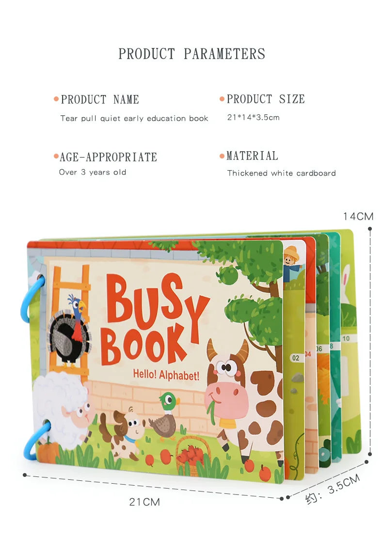 Montessori Quiet Book – Interactive Word Recognition & Early Learning Activity Book for Kids