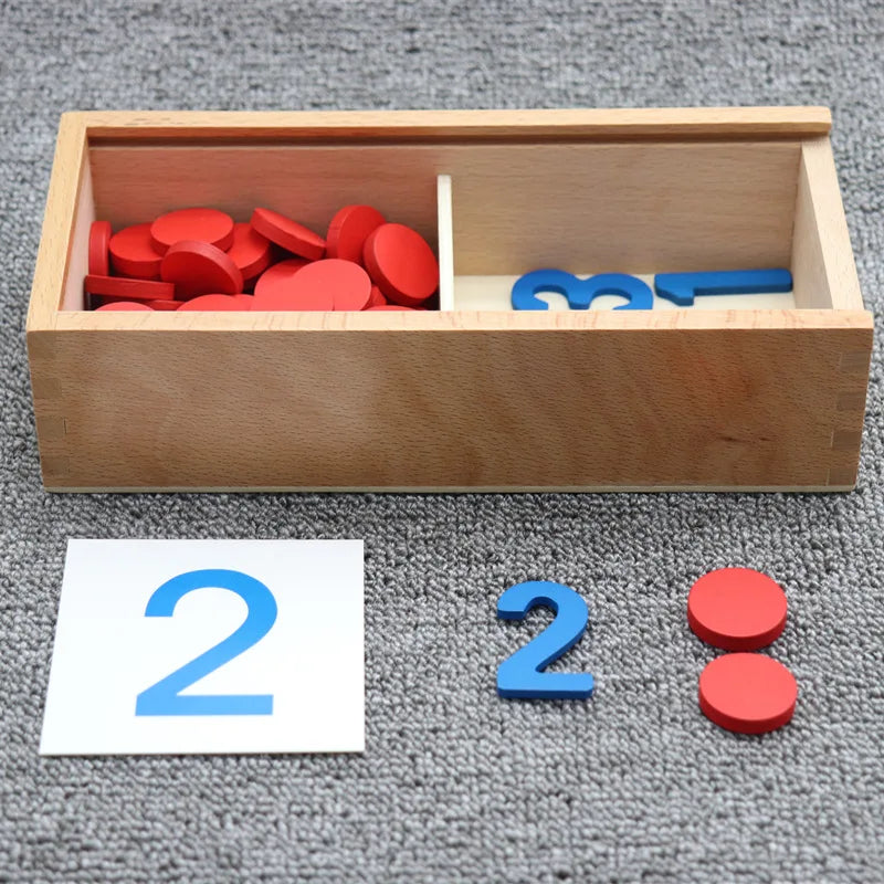 Wooden Number Counting Game with Montessori Cards
