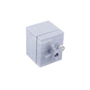 A white building block treasure chest set with a silver coin opening.