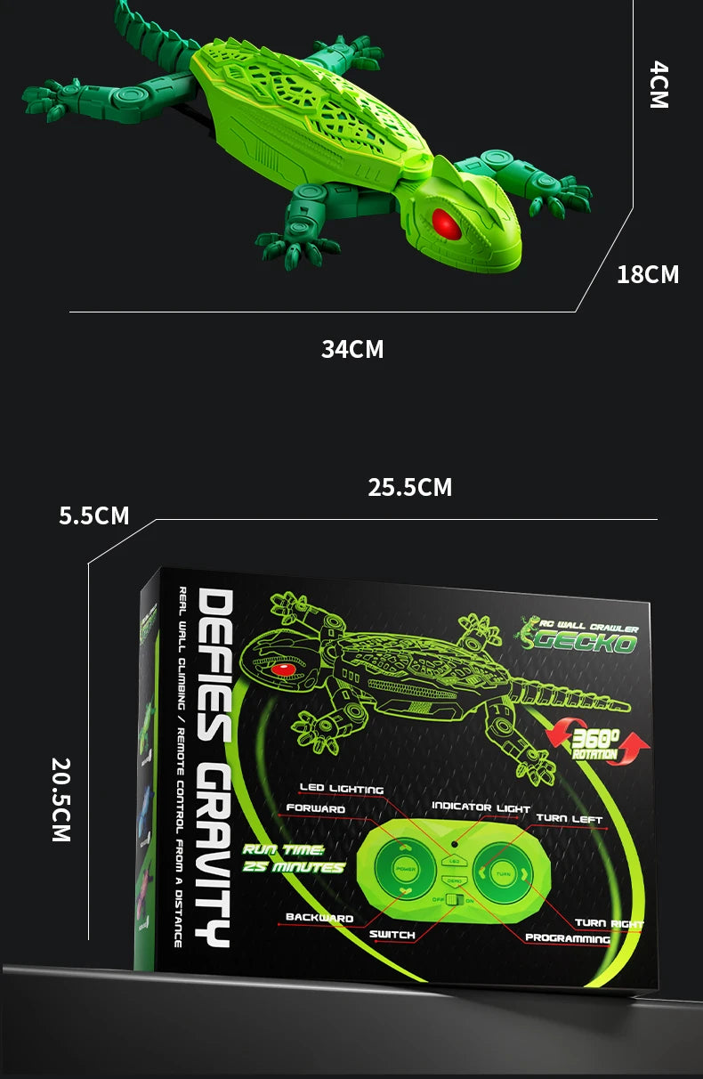 Remote Control Wall-Climbing Gecko Toy with LED Lights