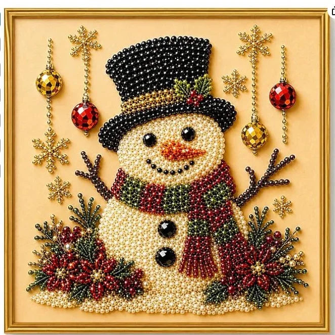 Festive Christmas Pearl Diamond Painting Kit with Frame