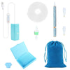 A kit for electric diamond painting featuring a pen, suction tool, and blue fabric pouch.