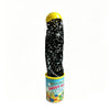 A yellow can of sweet bean jelly with a black snake design.
