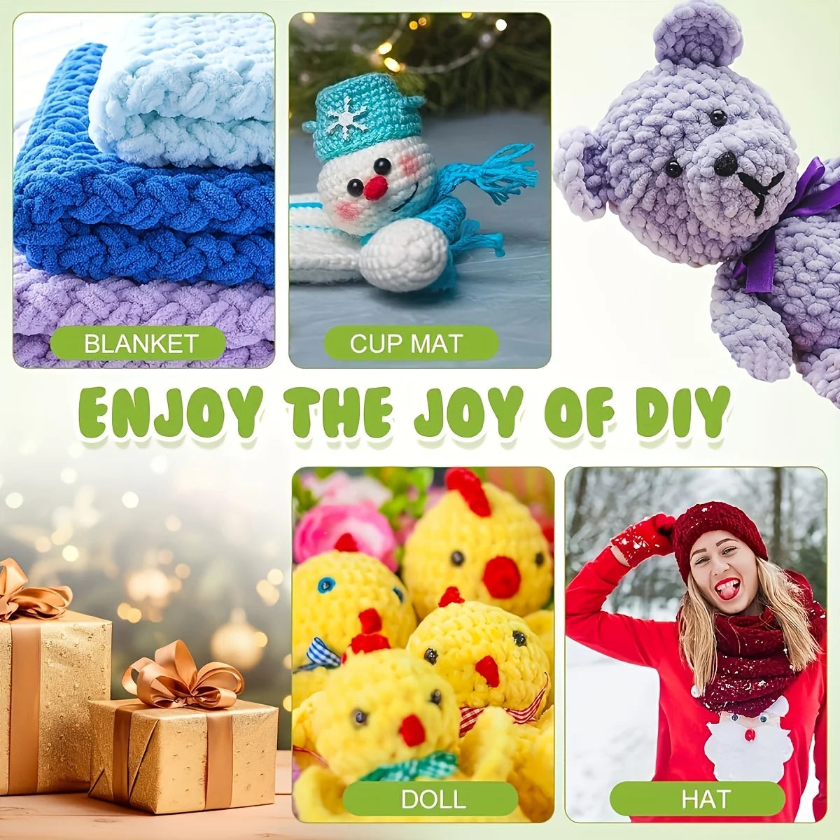 Premium Acrylic Yarn 4-Pack – Soft, Bright, Machine-Washable Knitting Yarn