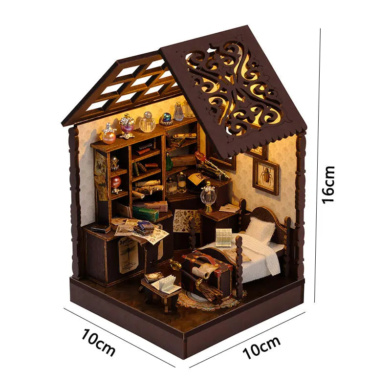 DIY Wooden Miniature House Kit with LED Lighting