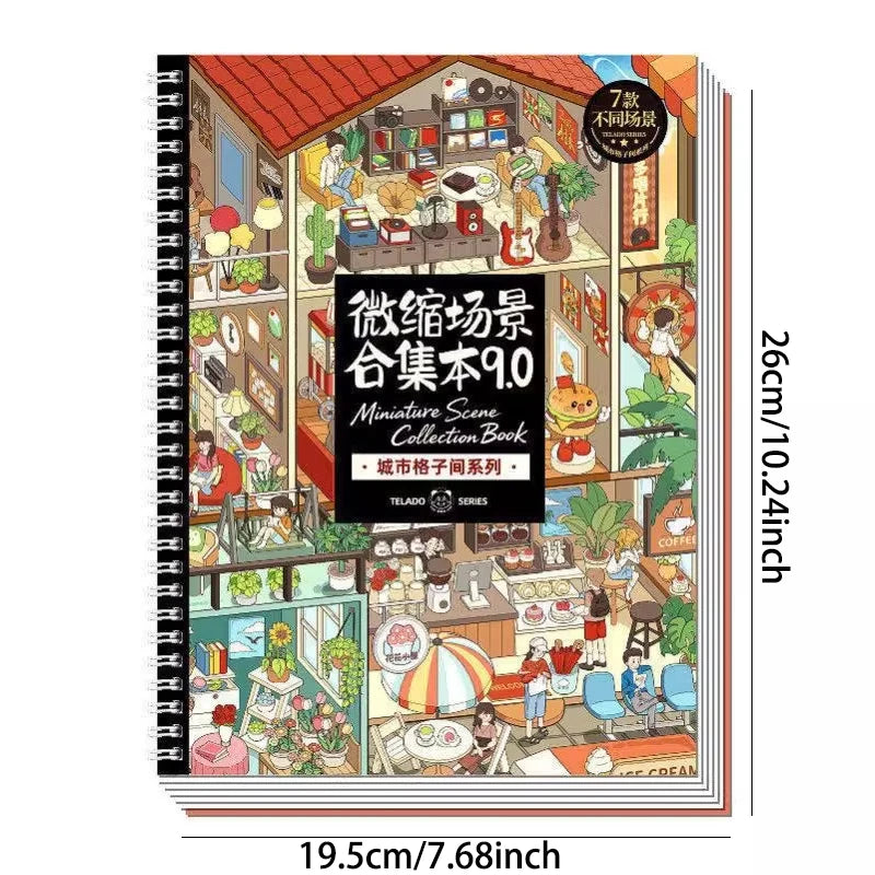 3D Dollhouse Miniature Scene Sticker Book for Journaling and DIY Crafts