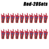 A set of 20 red superhero spider launcher gloves with suction cup projectiles.