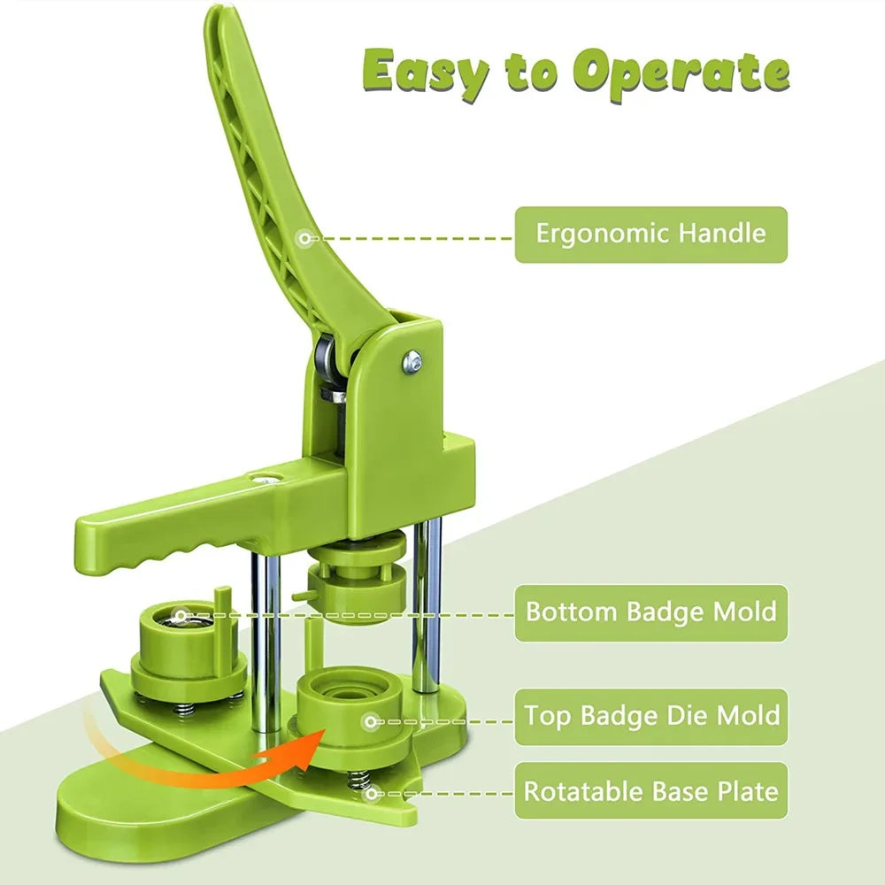 DIY Button Maker Machine Kit with Interchangeable Molds – 5 Sizes