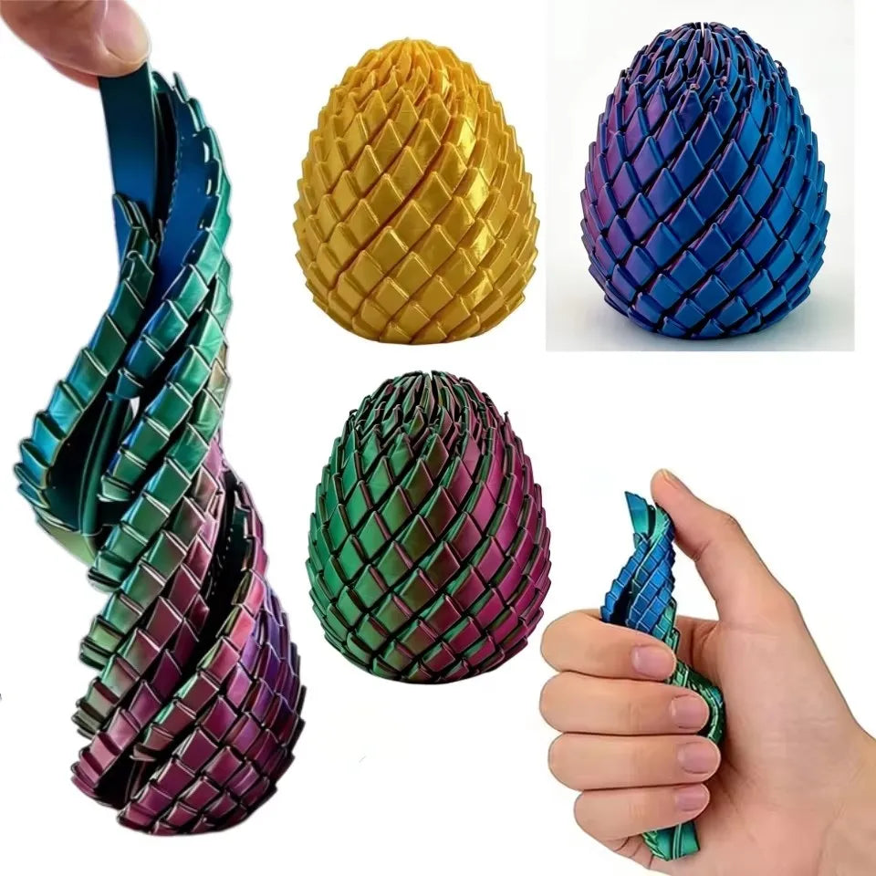 Three views of a textured, golden and purple dragon egg fidget spinner for stress relief