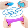 Hands hold three pieces of colorful air-dry modeling clay, including blue, teal, and purple, demonstrating its stretchable an