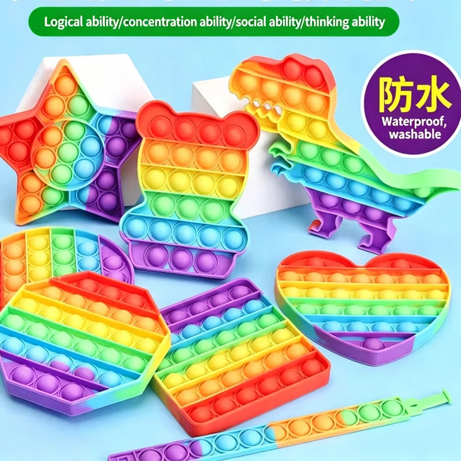 Rainbow Pop Fidget Toy – Large 20cm Squishy Sensory Stress Relief for Kids & Adults