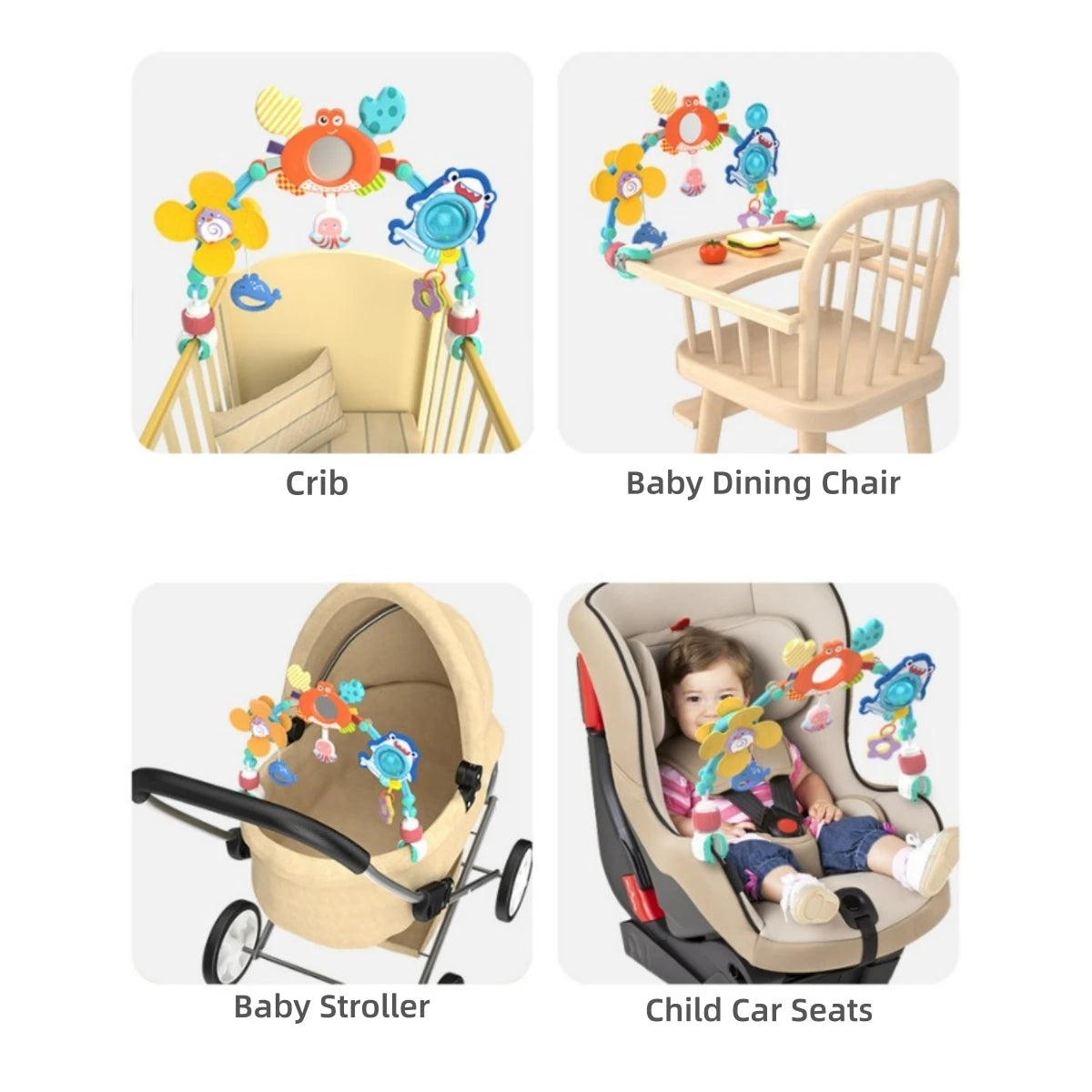 Sunflower Rainbow Baby Crib Toy with Foldable Arch
