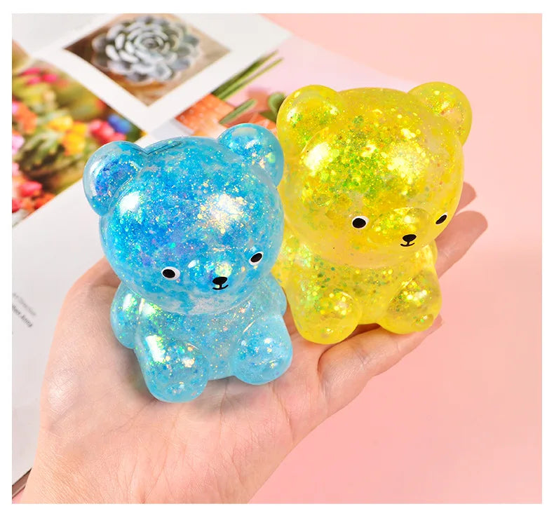 Glitter Gummy Bear Stress Relief Squishy Toy
