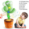 A green cactus toy with LED lights and musical notes, designed for dancing, singing, glowing, and recording.