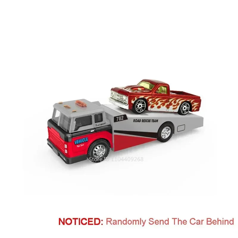 Diecast Metal Container Truck with Trailer – Pull-Back Action