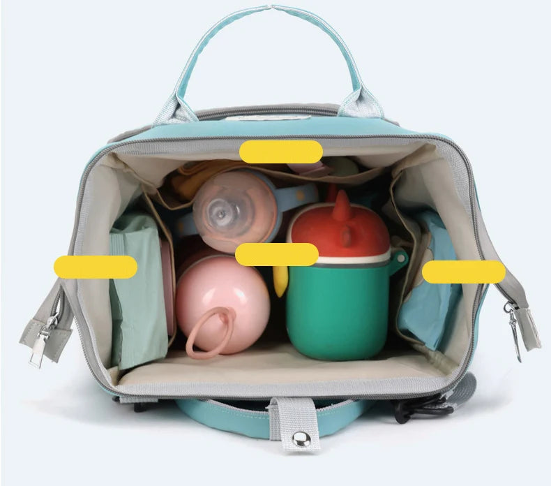 Waterproof Diaper Bag Backpack with Printed Bear Design