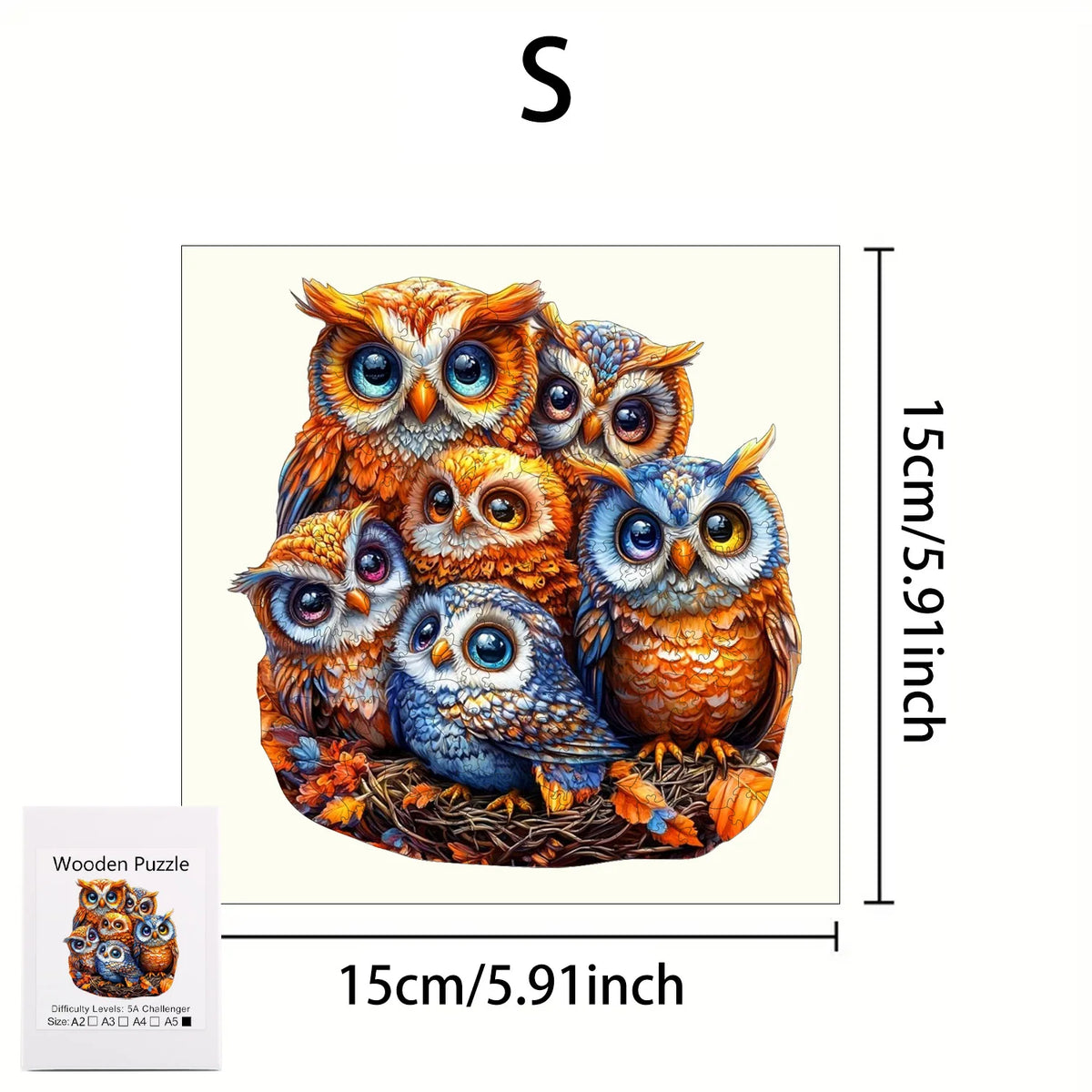 Premium Wooden Jigsaw Puzzle – Villa Peacock Owl Landscape