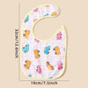 A pack of soft cotton baby bibs featuring various colored toy cars and animals for infants.