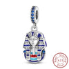 Sterling silver charm beads set featuring cross, angel, and evil eye designs for DIY jewelry making