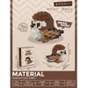 A set of DIY cute birds building blocks featuring an owl and a bird in brown, white, and black colors.