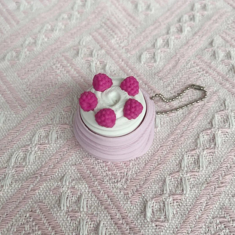 Cute Cartoon Cake Fidget Keychain – Stress Relief Clicker Toy