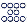 A set of eight blue alloy snap hook keychain clips arranged in a grid.