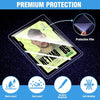 A product image showing a premium protective film applied to a trading card, highlighting water-proof, dust-proof, scratch-re