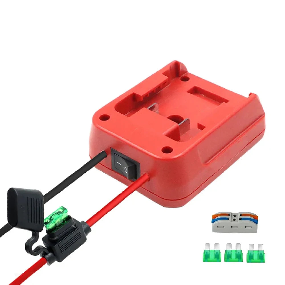 Battery Adapter with Switch and Fuse for Power Tool Batteries