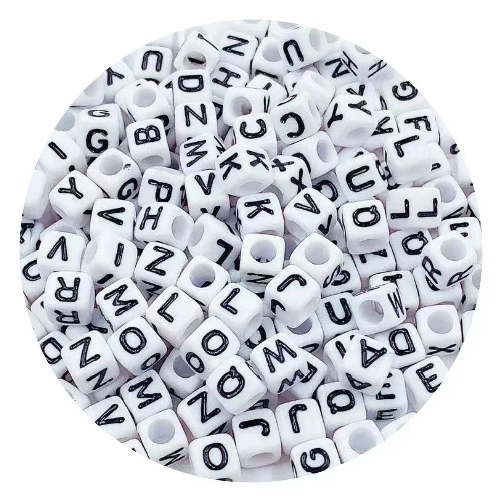 Acrylic Alphabet Beads for Jewelry Making - Mixed Letter Cubes