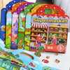 A colorful sticker book featuring various scenes and vehicles suitable for high-speed rail, airplane, travel, restaurant, and