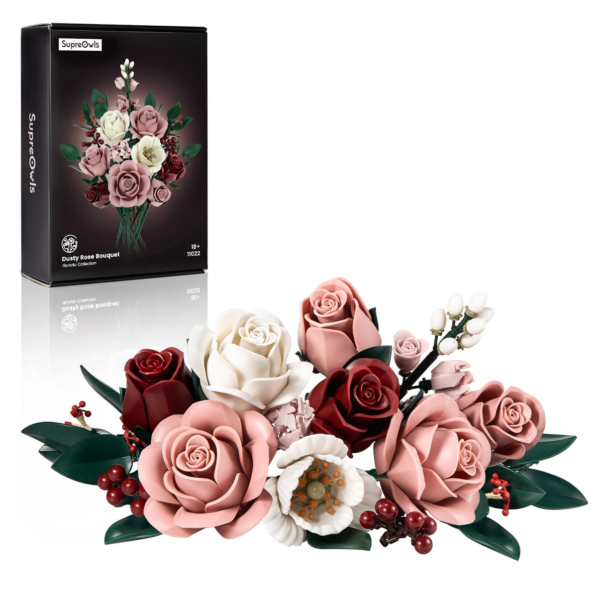 Pink Rose Bouquet Building Block Set