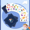 A set of colorful animal memory match cards for a game, displayed on a blue background.