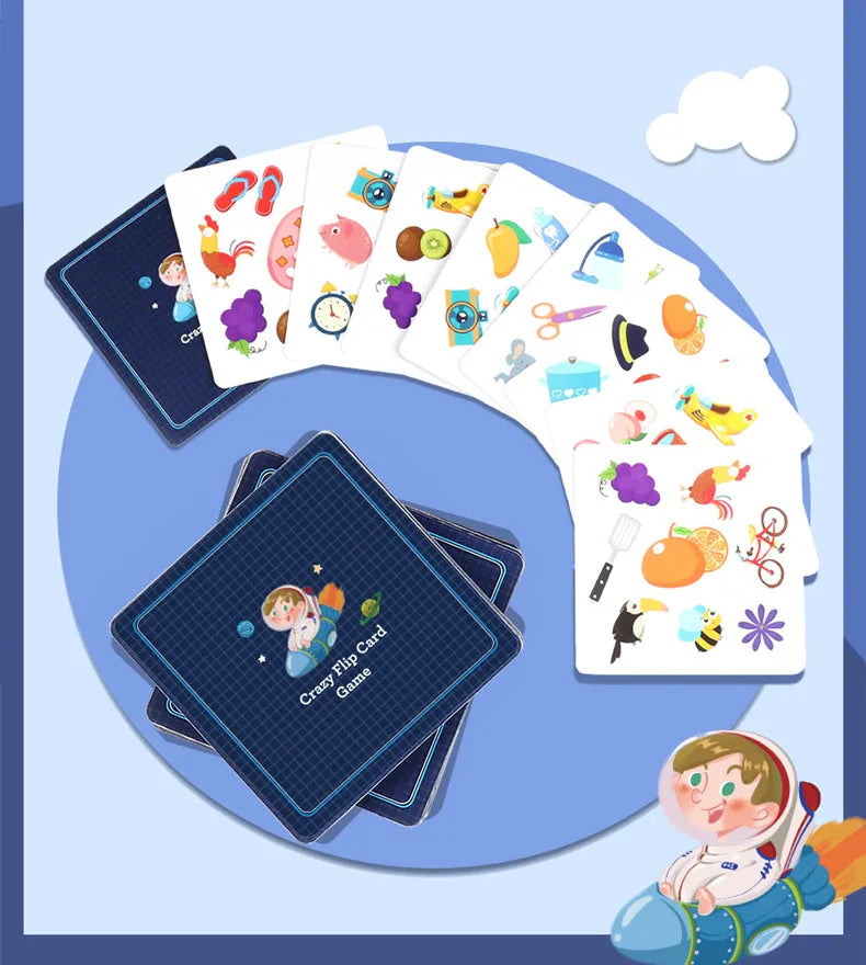 A set of colorful animal memory match cards for a game, displayed on a blue background.