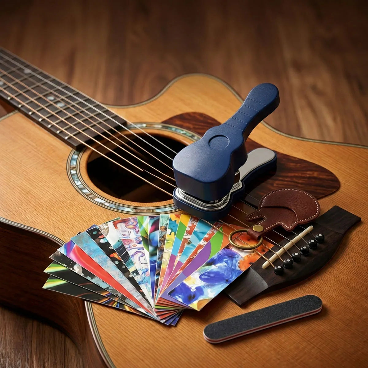 Guitar Pick Punch Kit with 15 Blank Pick Strips