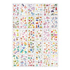 A grid display of colorful temporary tattoos featuring various designs for kids and adults.