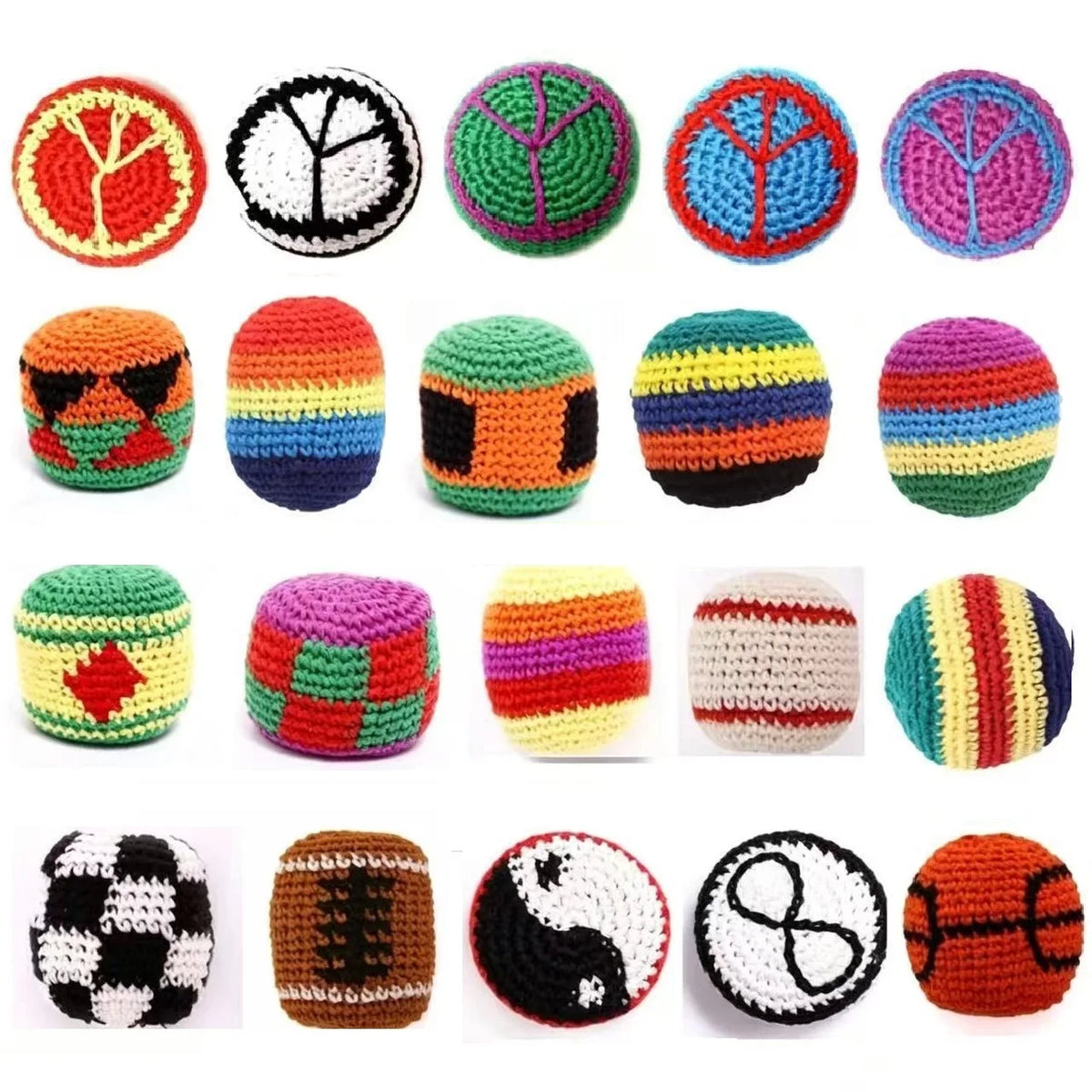 Handmade Crochet Hacky Sack Footbag Set